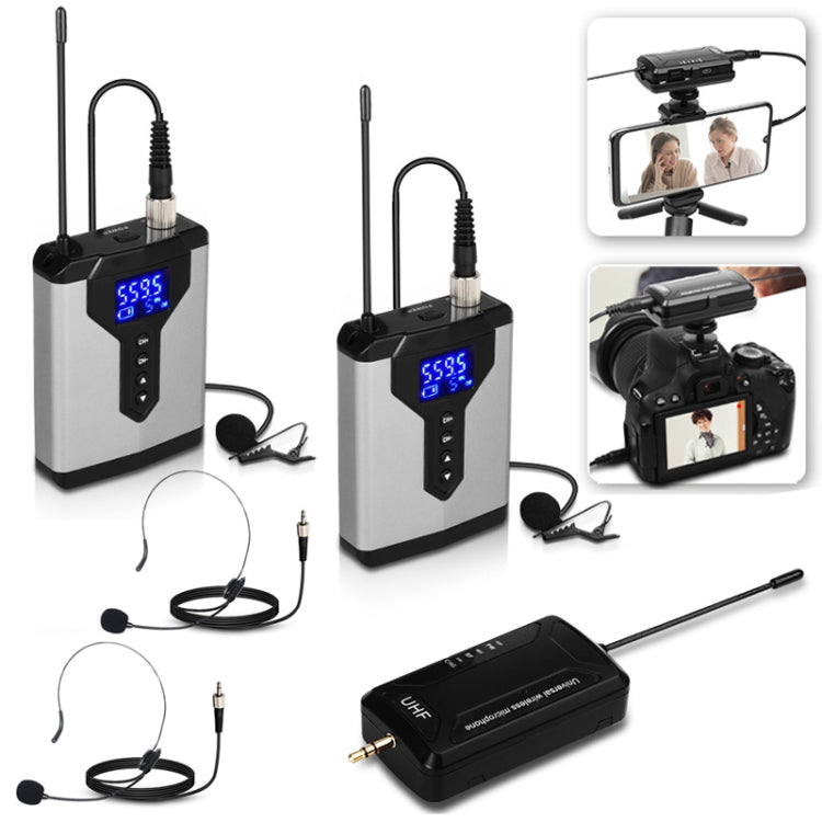 Q6 1 Drag 2 Wireless Lavalier Head Wear With Stand USB Computer Recording Microphone Live Phone SLR Lavalier Microphone - Consumer Electronics by buy2fix | Online Shopping UK | buy2fix