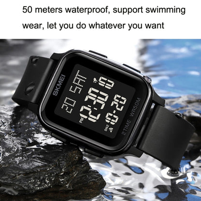 SKMEI 1858 Square Waterproof Digital Dual Display LED Luminous Watch(Black) - LED Digital Watches by SKMEI | Online Shopping UK | buy2fix