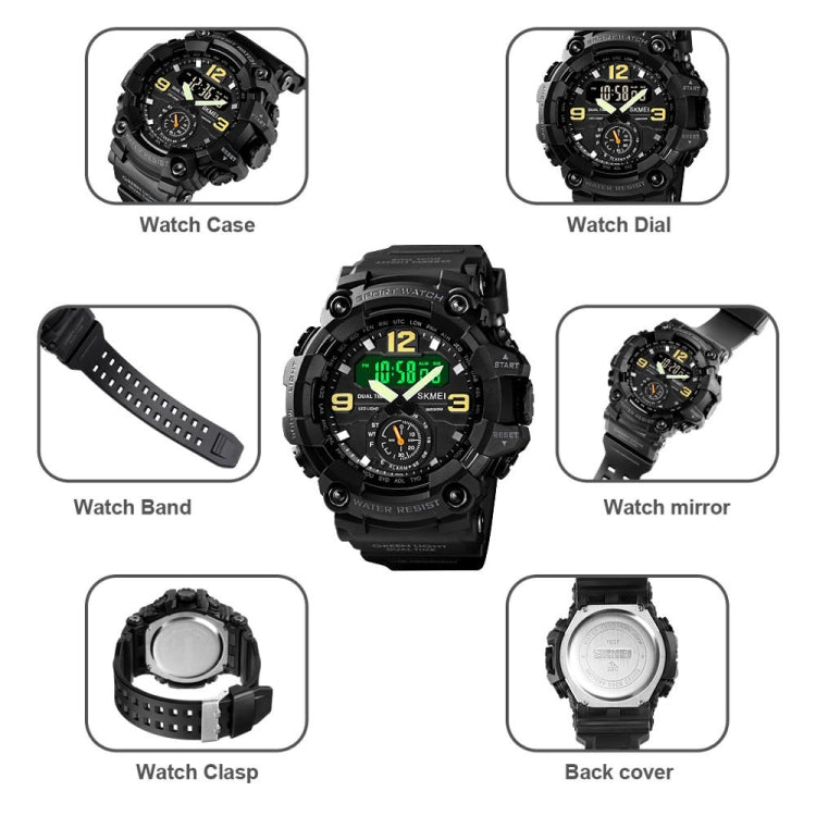 SKMEI 1637 Sports Digital Display Outdoor Shockproof Plastic Large Dial Men Watch, Color: Army Green - LED Digital Watches by SKMEI | Online Shopping UK | buy2fix