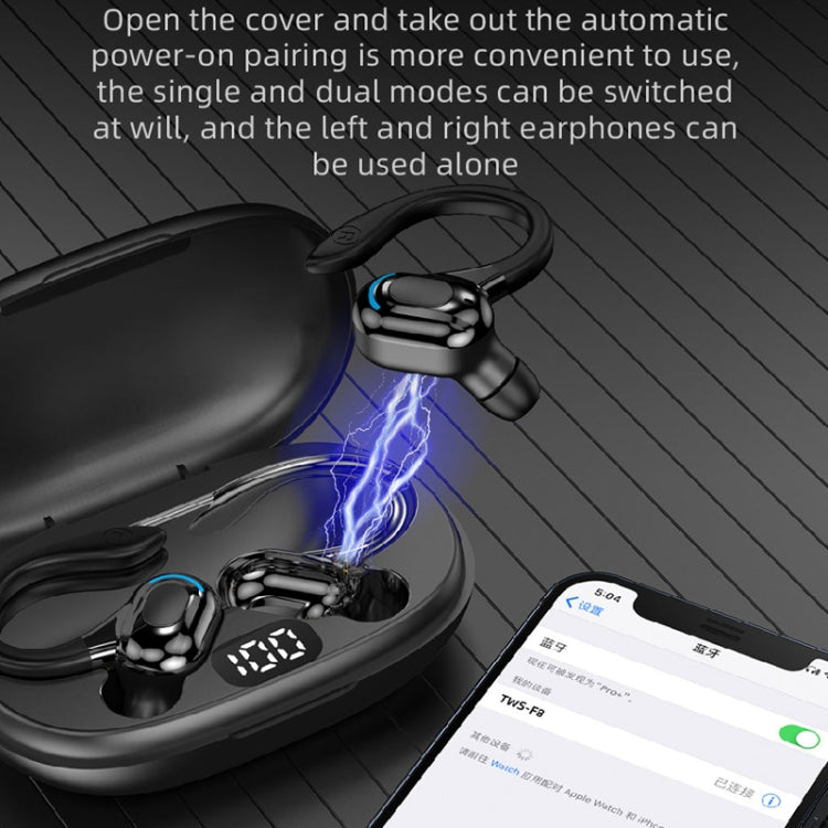 F8 Hanging Ear Stereo Wireless Bluetooth Earphones With Charging Bin(Green Double Ear) - Bluetooth Earphone by buy2fix | Online Shopping UK | buy2fix