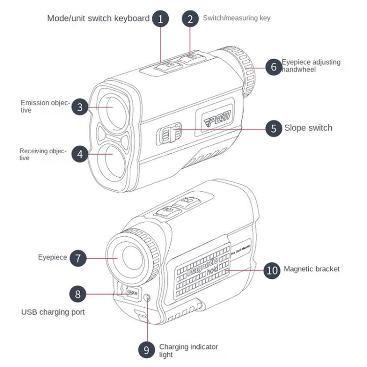 PGM JQ015 IP54 Waterproof Golf Laser Distance Meter Telescope, Measuring Distance: 600m(White) - Binoculars by PGM | Online Shopping UK | buy2fix