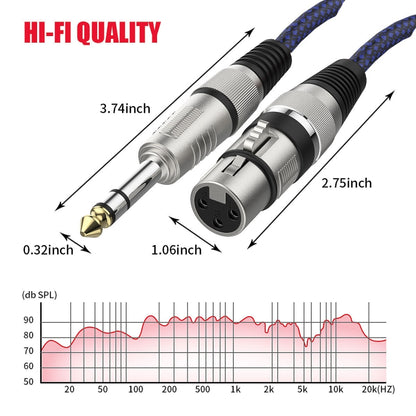 20m Blue and Black Net TRS 6.35mm Male To Caron Female Microphone XLR Balance Cable -  by buy2fix | Online Shopping UK | buy2fix