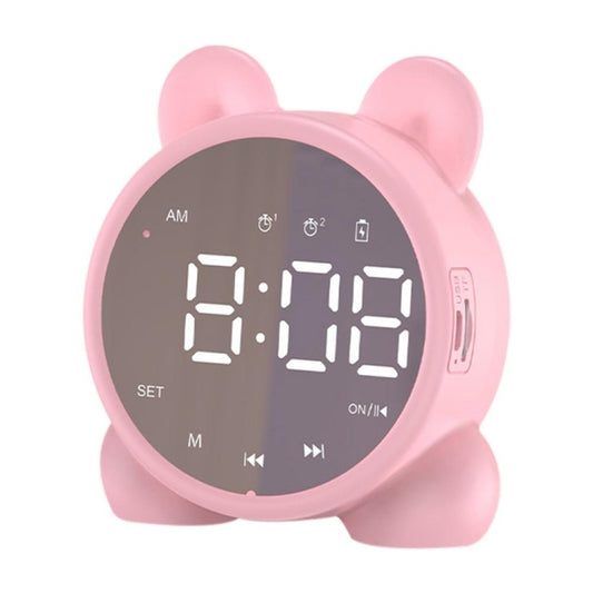 P1 Mini Card Mirror Clock Wireless Bluetooth Speaker with FM Radio(Pink) - Mini Speaker by buy2fix | Online Shopping UK | buy2fix