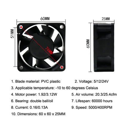 XIN RUI FENG 12V Oil Bearing 6cm Quiet DC Cooling Fan -  by XIN RUI FENG | Online Shopping UK | buy2fix