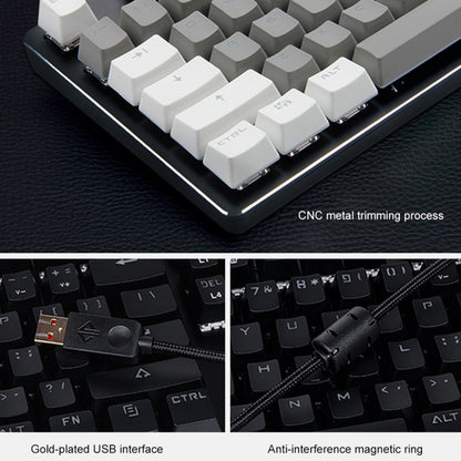 Ajazz AK35I 110 Keys White Light Backlight PBT Keycap Wired Mechanical Keyboard Black Shaft (Gray White) - Wired Keyboard by Ajazz | Online Shopping UK | buy2fix