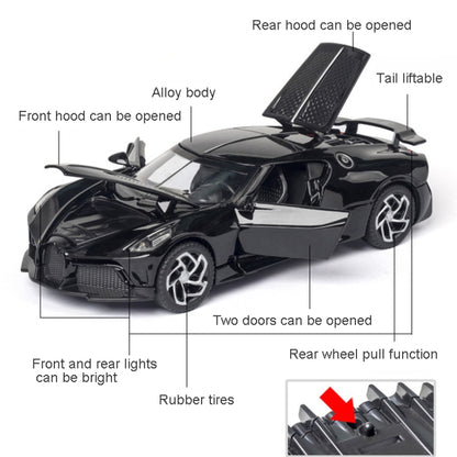 1:32 Alloy Sports Car Model With Sound And Light Boy Toy Car Decoration(Scrub Black) - Model Toys by buy2fix | Online Shopping UK | buy2fix