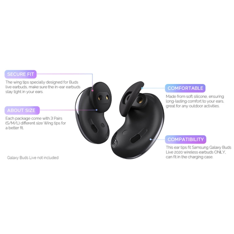 For Samsung Galaxy Buds Live AhaStyle PT132 S+M+L Silicone Earbud(Black) - Anti-dust & Ear Caps by AhaStyle | Online Shopping UK | buy2fix