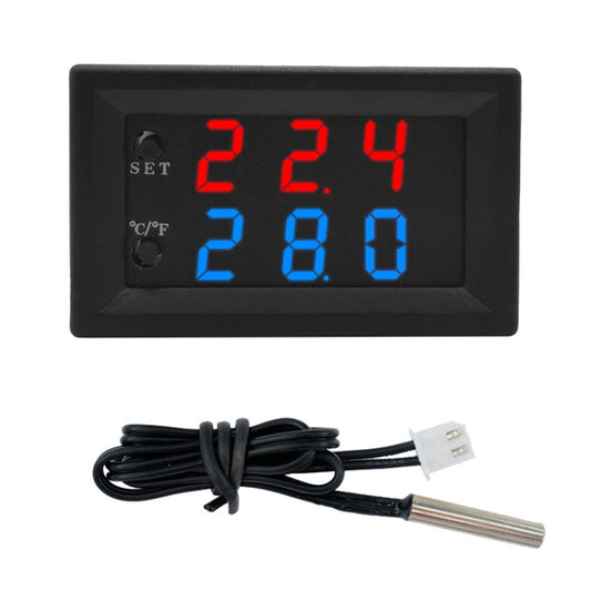 W2809 Digital Display Dual Display Thermostat Hatching Pet House Intelligent Waterproof NTC Temperature Control Instrument(Black) - Thermostat & Thermometer by buy2fix | Online Shopping UK | buy2fix