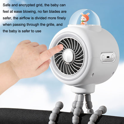Baby Stroller Fan Home Mute Outdoor Cooling Portable Rabbit Octopus Fan Without Shake Head (White) - Electric Fans by buy2fix | Online Shopping UK | buy2fix