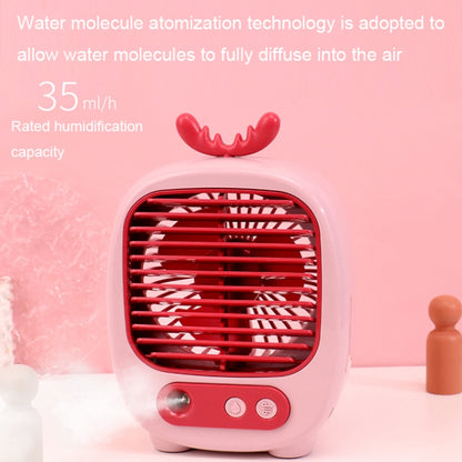 1315 Spray Humidification Hydrating Cartoon Fan USB Charging Desktop Fan(Deer Blue) - Electric Fans by buy2fix | Online Shopping UK | buy2fix