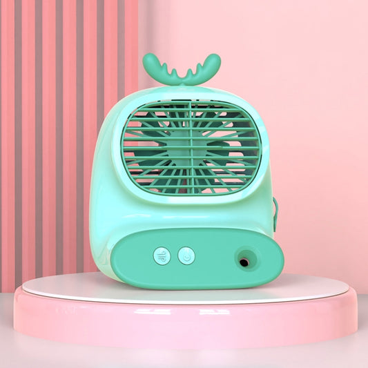 CS1319 Desktop Small Hydrating Spray Cartoon Fan Rechargeable Silent Humidifying Fan(Deer Green) - Electric Fans by buy2fix | Online Shopping UK | buy2fix