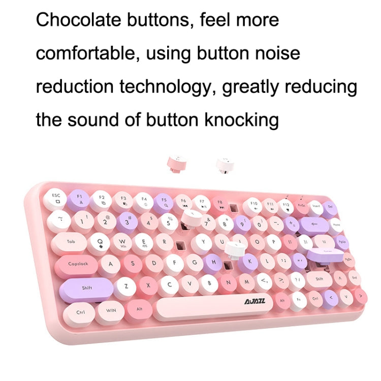 Ajazz 308I 84 Keys Tablet Computer Notebook Home Office Punk Bluetooth Keyboard(Milk Tea Color) - Wireless Keyboard by Ajazz | Online Shopping UK | buy2fix