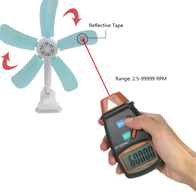 DT2234C+ Handheld Portable Motor Gear Tachometer Laser Tachometer - Tachometers & Anemometer by buy2fix | Online Shopping UK | buy2fix