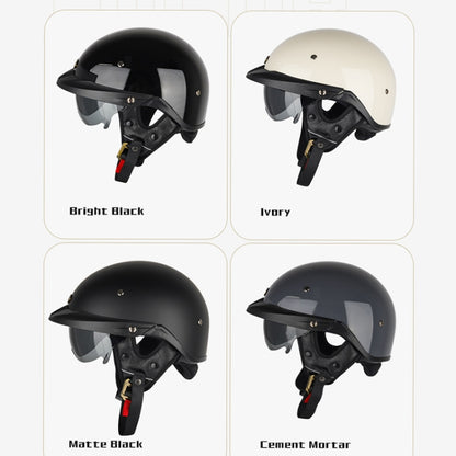 SOMAN Motorcycle Half Helmet Adjustable Helmet With Inner Mirror, Size: M(Cement Gray with Transparent Mirror) - Helmets by SOMAN | Online Shopping UK | buy2fix