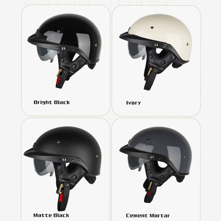 SOMAN Motorcycle Half Helmet Adjustable Helmet With Inner Mirror, Size: L(Matt Black) - Helmets by SOMAN | Online Shopping UK | buy2fix