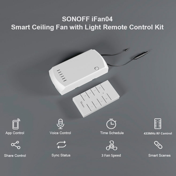 SONOFF iFan04-L APP Remote Control Smart Fan Light Switch Support Tmall Genie(100V-120V) - Smart Switch by buy2fix | Online Shopping UK | buy2fix