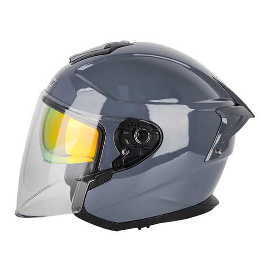 SOMAN Motorcycle Electric Bicycle Dual Lens Riding Helmet, Size: XL(Cement Gray) - Helmets by SOMAN | Online Shopping UK | buy2fix