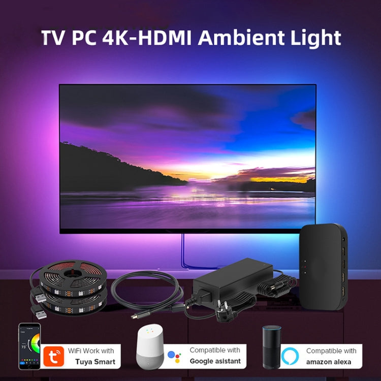 HDMI 2.0-PRO Smart Ambient TV Led Backlight Led Strip Lights Kit Work With TUYA APP Alexa Voice Google Assistant 2 x 2m(EU Plug) - Casing Waterproof Light by buy2fix | Online Shopping UK | buy2fix