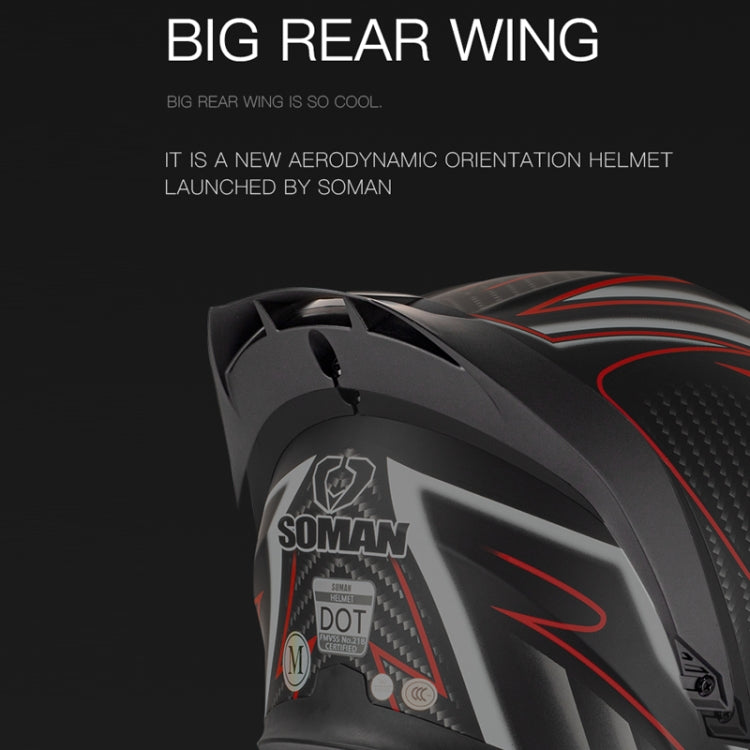 SOMAN Motorcycle Dual Lens Riding Peel-Off Full Coverage Helmet, Size: S(Black Red Track) - Helmets by SOMAN | Online Shopping UK | buy2fix