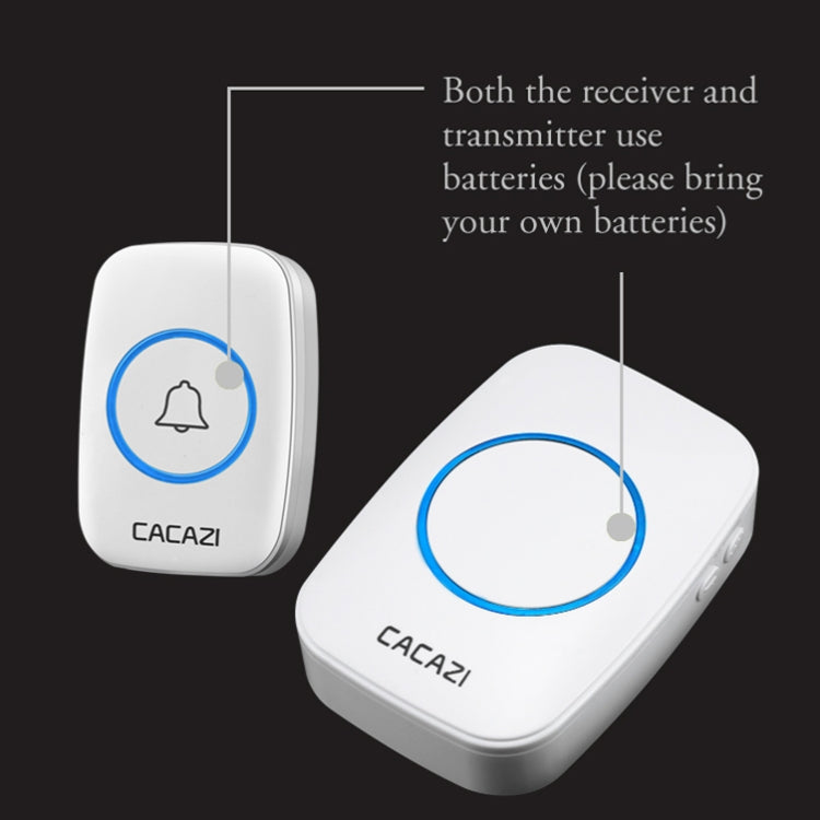 CACAZI A10DC 1 To 2 Battery Type Home Smart Waterproof Electronic Wireless Doorbell(White) - Wireless Doorbell by CACAZI | Online Shopping UK | buy2fix