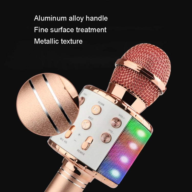 WS-858L LED Light Flashing Wireless Capacitance Microphone Comes With Audio Mobile Phone Bluetoon Live Microphone(Rose Gold) - Microphone by buy2fix | Online Shopping UK | buy2fix