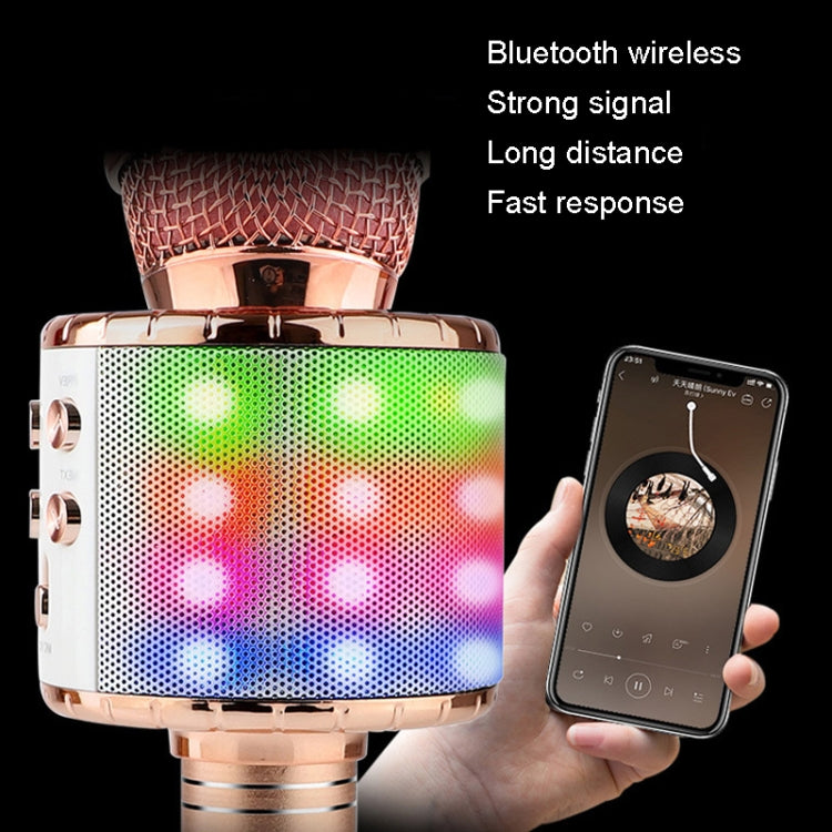 WS-858L LED Light Flashing Wireless Capacitance Microphone Comes With Audio Mobile Phone Bluetoon Live Microphone(Gold) - Microphone by buy2fix | Online Shopping UK | buy2fix