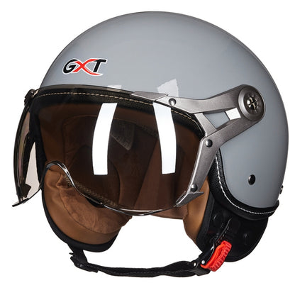 GXT Electric Vehicle Half Cover Helmet Four Seasons Retro Helmet, Size: M(Cement Gray) - Helmets by GXT | Online Shopping UK | buy2fix