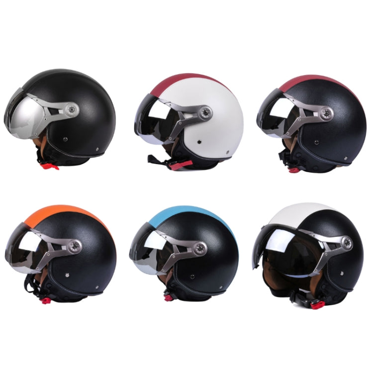 GXT Electric Vehicle Half Cover Four Seasons Retro Helmet, Size: XL(White Red) - Helmets by GXT | Online Shopping UK | buy2fix