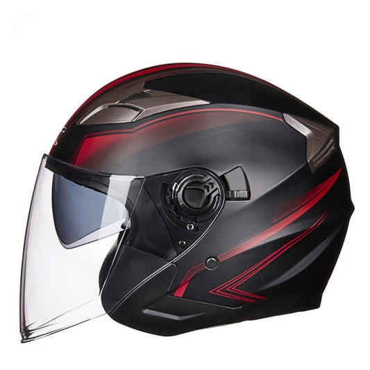 GXT 708 Electric Vehicle Dual Lens Helmet Four Seasons Safety Helmet, Size: M(Matt Black Red) - Helmets by GXT | Online Shopping UK | buy2fix