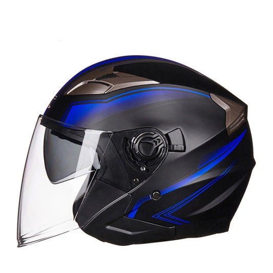 GXT 708 Electric Vehicle Dual Lens Helmet Four Seasons Safety Helmet, Size: M(Matt Black Blue) - Helmets by GXT | Online Shopping UK | buy2fix