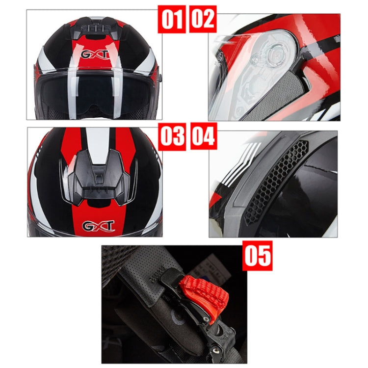 GXT Electric Vehicle Four Seasons Sun Protection & Windshield Double Lens Helmet, Size: XL(Matt Black Red) - Helmets by GXT | Online Shopping UK | buy2fix