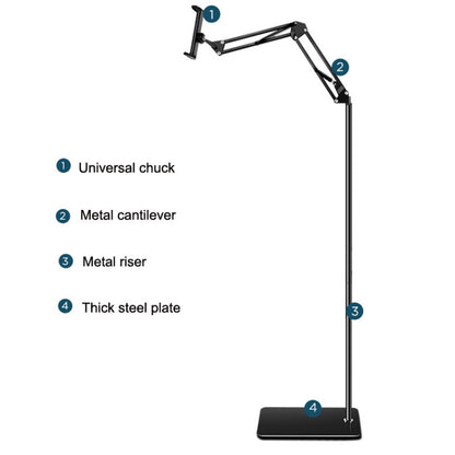 175cm Mobile Phone Tablet Live Broadcast Bedside Lifting Bracket Floor Model (White) - Lazy Bracket by buy2fix | Online Shopping UK | buy2fix