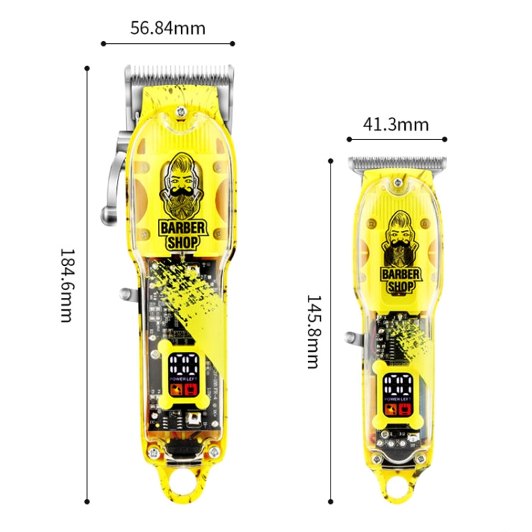 Haircutter Set Transparent Body Oil Head Electric Hair Clipper Men Home Electric Pusher(Earl Yellow) - Hair Trimmer by buy2fix | Online Shopping UK | buy2fix