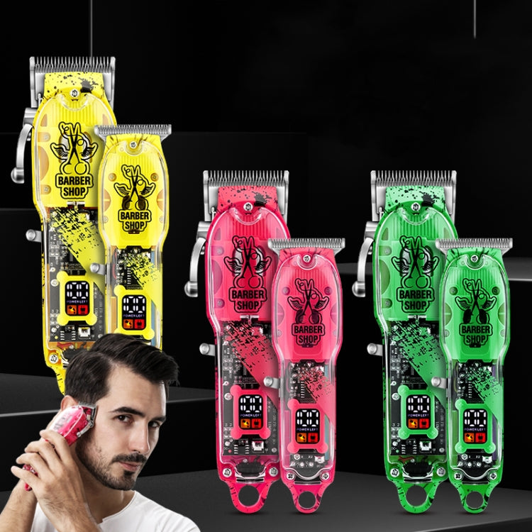 Haircutter Set Transparent Body Oil Head Electric Hair Clipper Men Home Electric Pusher(Earl Green) - Hair Trimmer by buy2fix | Online Shopping UK | buy2fix