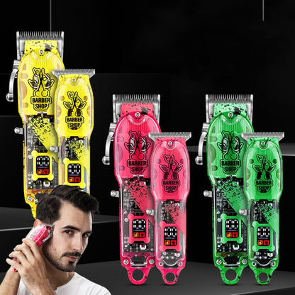 Haircutter Set Transparent Body Oil Head Electric Hair Clipper Men Home Electric Pusher(Earl Yellow) - Hair Trimmer by buy2fix | Online Shopping UK | buy2fix