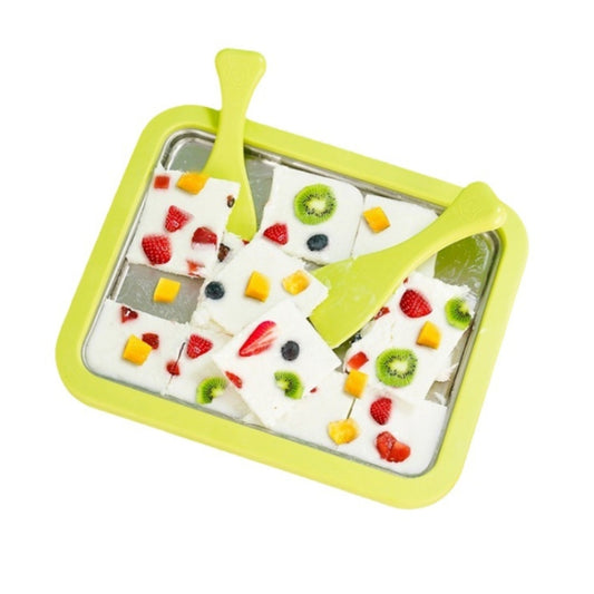 Mini Household Fried Yogurt Machine Children Homemade DIY Fried Ice Tray, Color: Stainless Steel Green 26x21cm - Yogurt Machine by buy2fix | Online Shopping UK | buy2fix