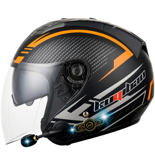 KUQIBAO Motorcycle Smart Bluetooth Sun Protection Double Lens Safety Helmet, Size: L(Matte Black Phantom Fiber) - Helmets by KUQIBAO | Online Shopping UK | buy2fix