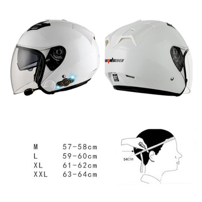 KUQIBAO Motorcycle Smart Bluetooth Sun Protection Double Lens Safety Helmet, Size: M(White Phantom Fiber) - Helmets by KUQIBAO | Online Shopping UK | buy2fix