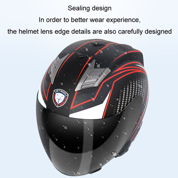 KUQIBAO Motorcycle Smart Bluetooth Sun Protection Double Lens Safety Helmet, Size: L(Bright Black+Black Tail) - Helmets by KUQIBAO | Online Shopping UK | buy2fix