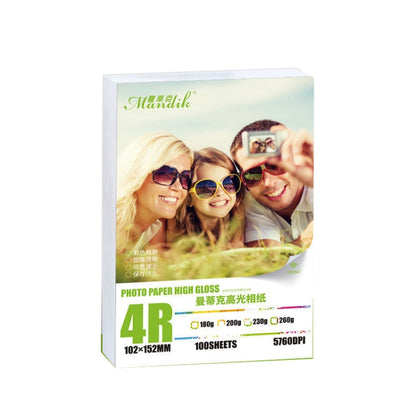 Mandik 4R 6-Inch One Side Glossy Photo Paper For Inkjet Printer Paper Imaging Supplies, Spec: 180gsm 200 Sheets - Printer Accessories by buy2fix | Online Shopping UK | buy2fix