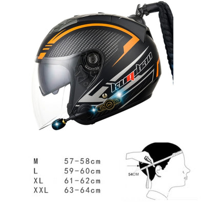 KUQIBAO Motorcycle Bluetooth Headset Double Lens Helmet With Braid, Size: XXL(White) - Helmets by KUQIBAO | Online Shopping UK | buy2fix