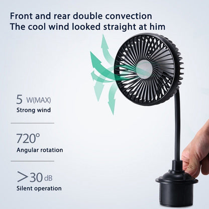 12V/24V High Wind Cooling USB Car Cup Holder Single Head Fan(R-8050) - Heating & Fans by buy2fix | Online Shopping UK | buy2fix