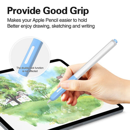 For Apple Pencil 2 Non-Slip Anti-Fall Translucent Segmented Pen Case(Sky Blue) - Pencil Accessories by buy2fix | Online Shopping UK | buy2fix