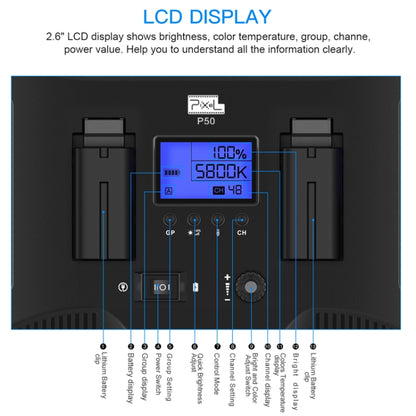 Pixel P50 Dual Color Temperature Flat Panel Fill Light 45W Soft Outdoor Shooting Fill Light for Straight Photography(Lamp+EU Plug Adapter) -  by Pixel | Online Shopping UK | buy2fix