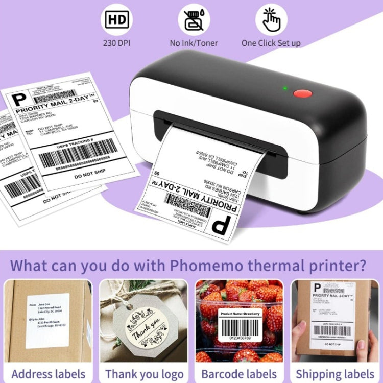 Phomemo PM246S Address Label Printer Thermal Paper Express E-Manifest Printer, Size: US(Purple) - Printer by Phomemo | Online Shopping UK | buy2fix