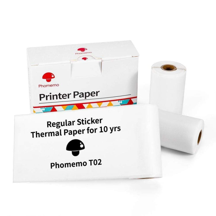 For Phomemo T02 3rolls Bluetooth Printer Thermal Paper Label Paper 50mmx3.5m 10 Years Black on White Sticker - Printer Accessories by Phomemo | Online Shopping UK | buy2fix