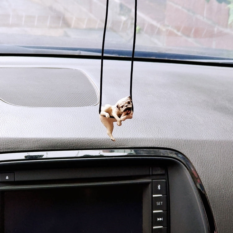 Small Bulldog Cute Dog Car Rearview Mirror Pendant(White) - Ornaments by buy2fix | Online Shopping UK | buy2fix