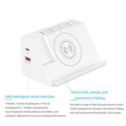 PD 20W +QC 3.0 Wireless Charging+6 Ports Multi-function Charger(UK Plug) - Multifunction Charger by buy2fix | Online Shopping UK | buy2fix