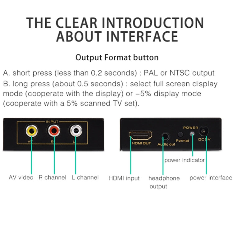 FJGEAR FJ-HA1308 HDMI To AV Converter Support NTSC PAL With Auto Screen Scaling - Converter by FJGEAR | Online Shopping UK | buy2fix