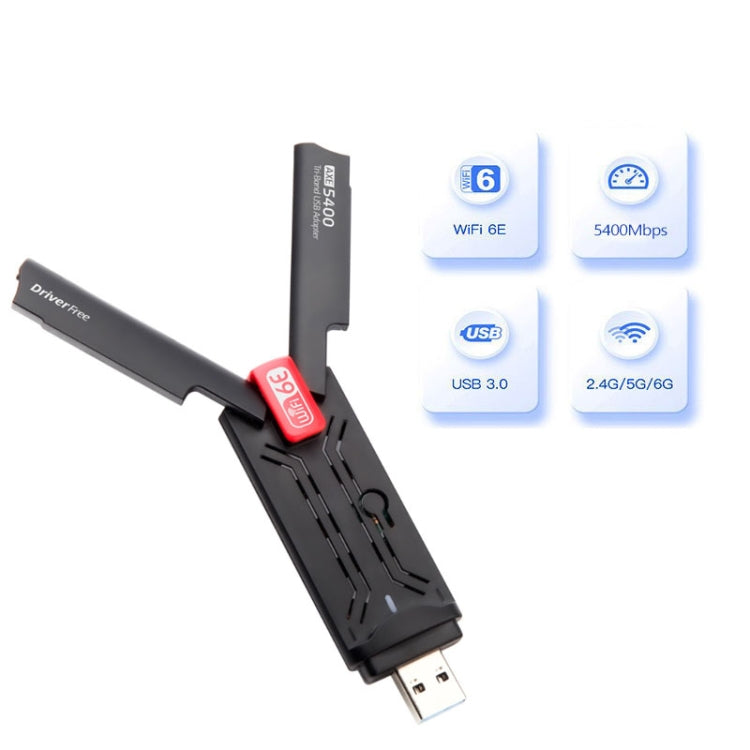 AX5400M 2.4G/5G/6G WIFI 6E Standard USB 3.0 Network Card WIFI Transmitter Receiver(Black) - USB Network Adapter by buy2fix | Online Shopping UK | buy2fix